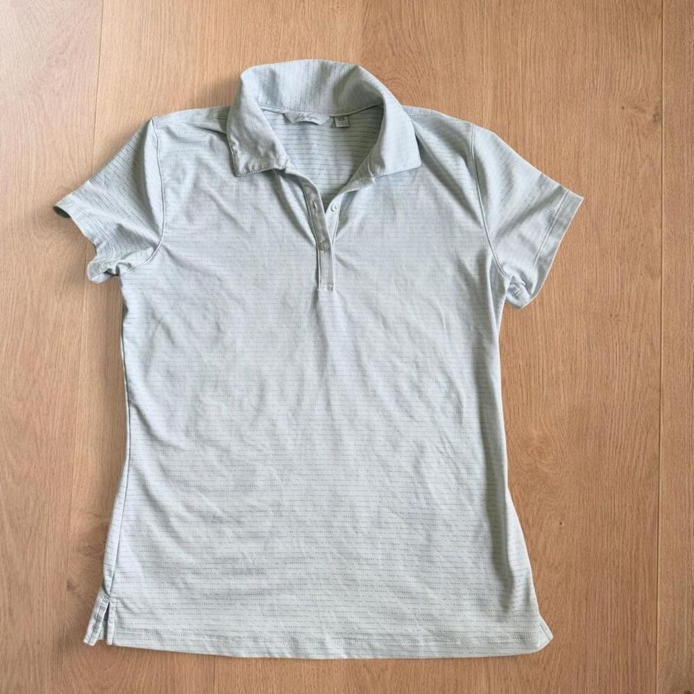 Lady Hagen White Blue Dotted Stripe Golf Polo Shirt XS